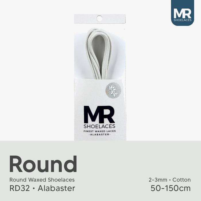 MR Shoelaces RD32 Alabaster (Putih Kusam Keabuan) Tali Sepatu Lilin Bulat 2-3mm 50cm 60cm 70cm 80cm 