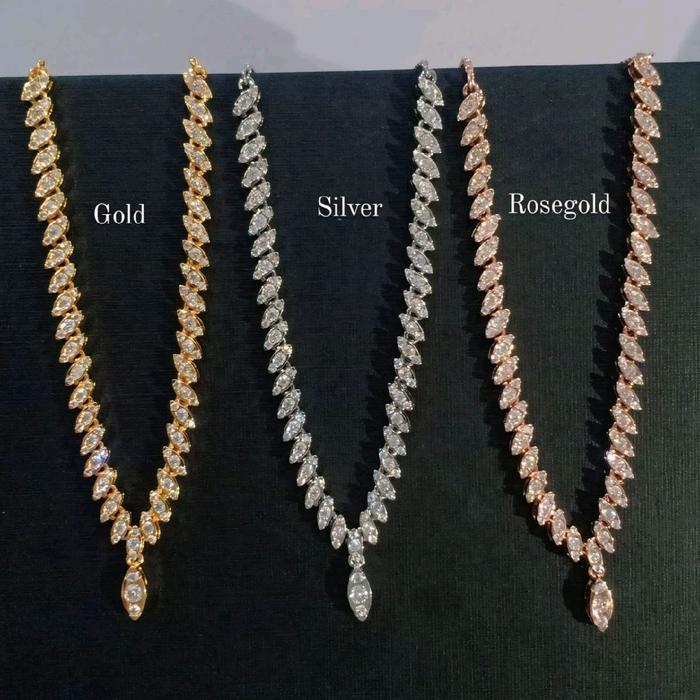 Titanium88 Kalung Tura Motif PADI BESAR Full Permata Wanita BRONZE Imitasi KL5