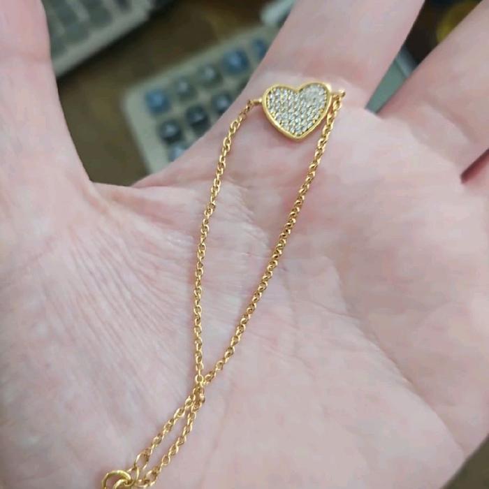 Gelang serut love hati permata putih emas asli 700 70% 16k ubs
