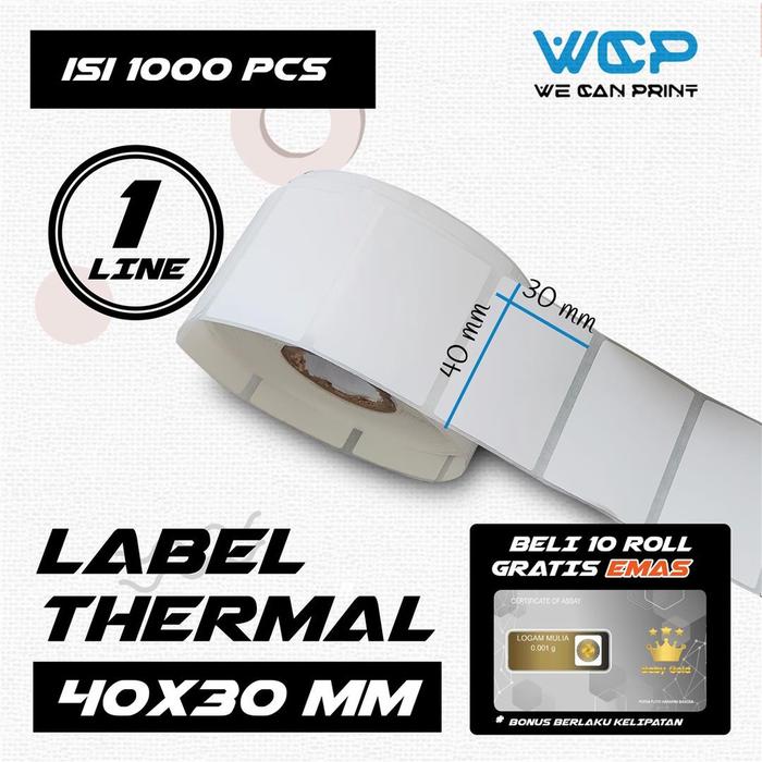 Label Thermal 40x30mm - 40x30 - 40 x 30 mm (1 LINE) Kertas Sticker Receipt Printer Barcode Xprinter