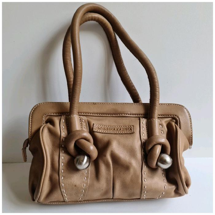 BCBG Maxazria Top Handle Bag in Tan Leather