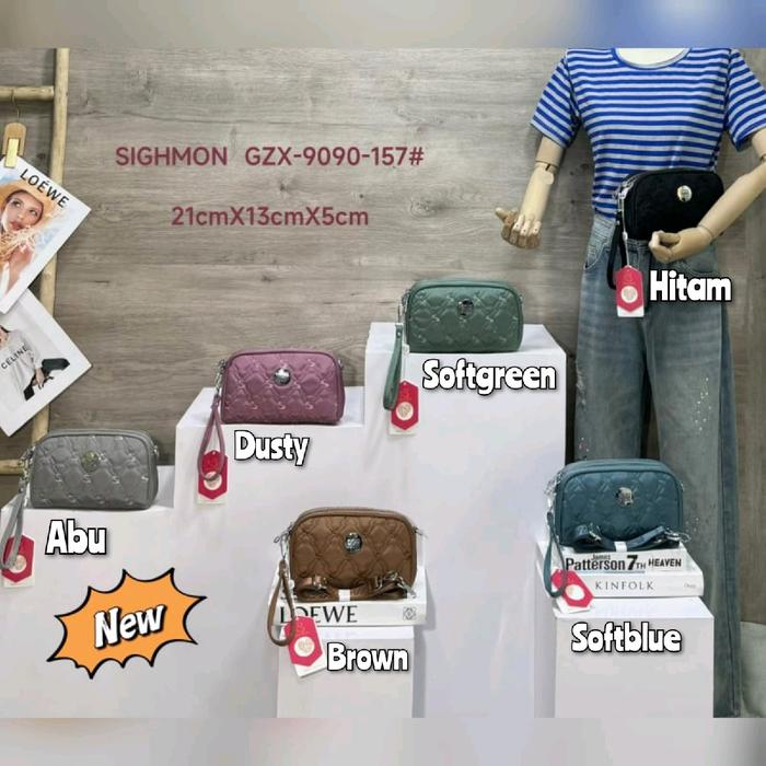 Pouch/Tas Selempang Wanita ORI Sighmon KANVAS SGH9090-157 2res 2Tali Slingbag Canvas
