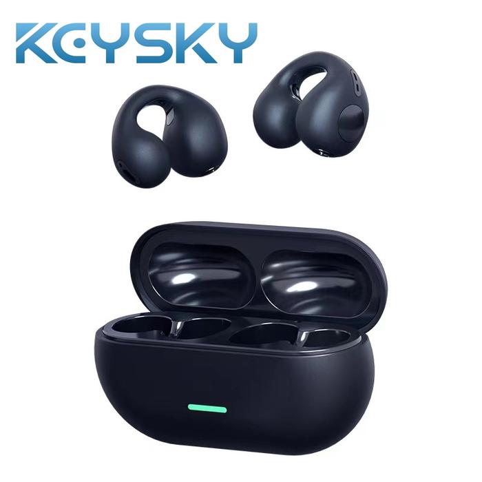 100% Ori Earphone klip Telinga Nirkabel Bluetooth Headset HiFi Stereo in-Ear Noise Reduc Earbud Deng