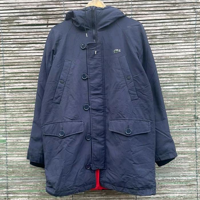 jaket bulang L A C O S T E crocodile bulu angsa full hoodie second