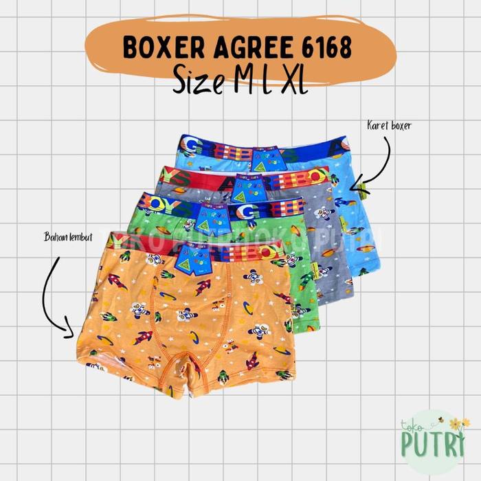 BOXER ANAK COWOK KATUN 6168 UKURAN M-XL PRODUK BERKUALITAS