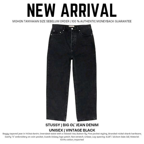 Stussy Big Ol' Jean Denim Unisex - Celana Jeans Pria Wanita dengan Desain Oversized dan Logo Suede O