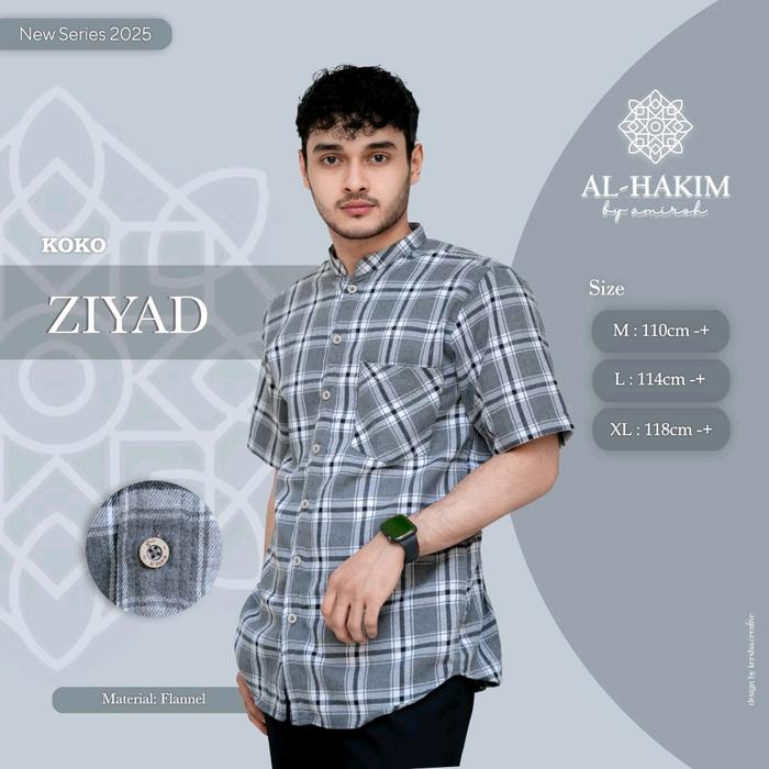 ZIYAD BAJU KOKO DEWASA LENGAN PENDEK - FASHION MUSLIM PRIA MOTIF KOTAK BAHAN FLANEL