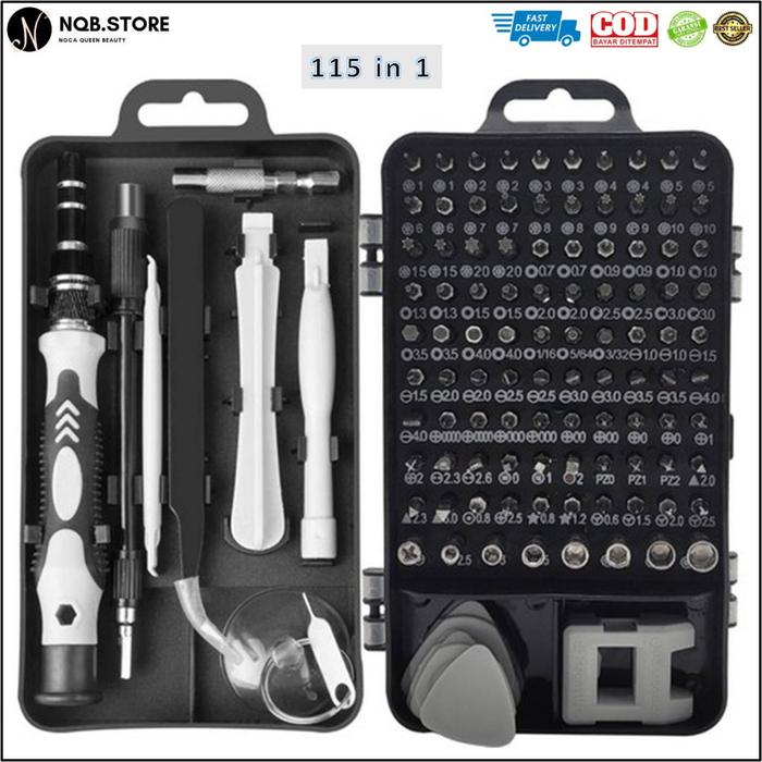 NQB - Obeng Set 115 in 1 Kepala Magnetic Alat Perkakas Perlengkapan Reparasi Service Komputer Laptop