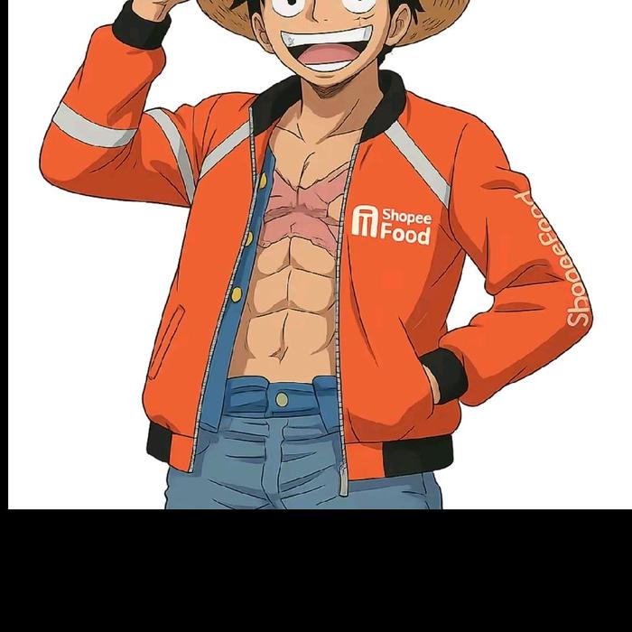 ShopeeFood Jaket Oranye dengan Logo jaket ShopeeFood untuk Penggemar Anime