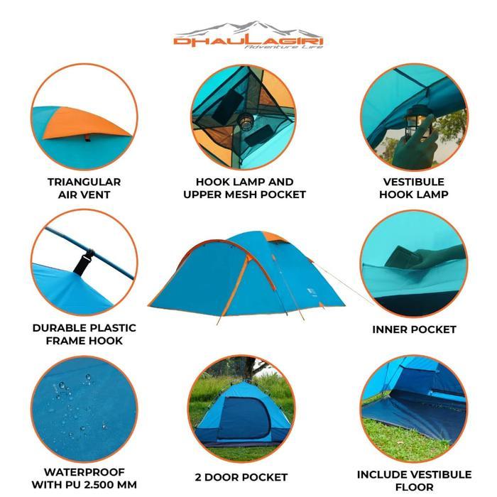 Eiger - Tenda Dhaulagiri Terra 45 Reborn  - Tenda Kemping - Tenda Camping 4P - Tenda