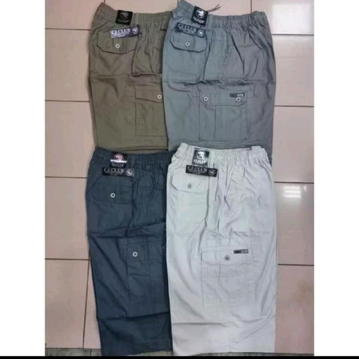 Celana 7/8 Pria CJ CLUB Jumbo 3XL-4XL Katun Cargo Polos