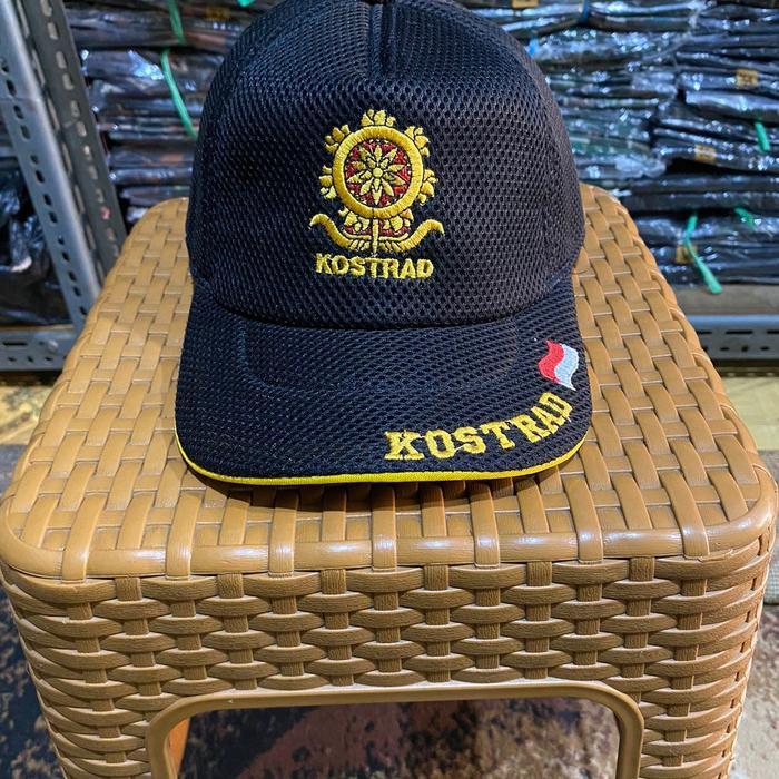 Kostrad Topi Jala Hitam Kostrad Full Bordir Double Mesh Premium Onesize Adjustable Unisex Cocok untu