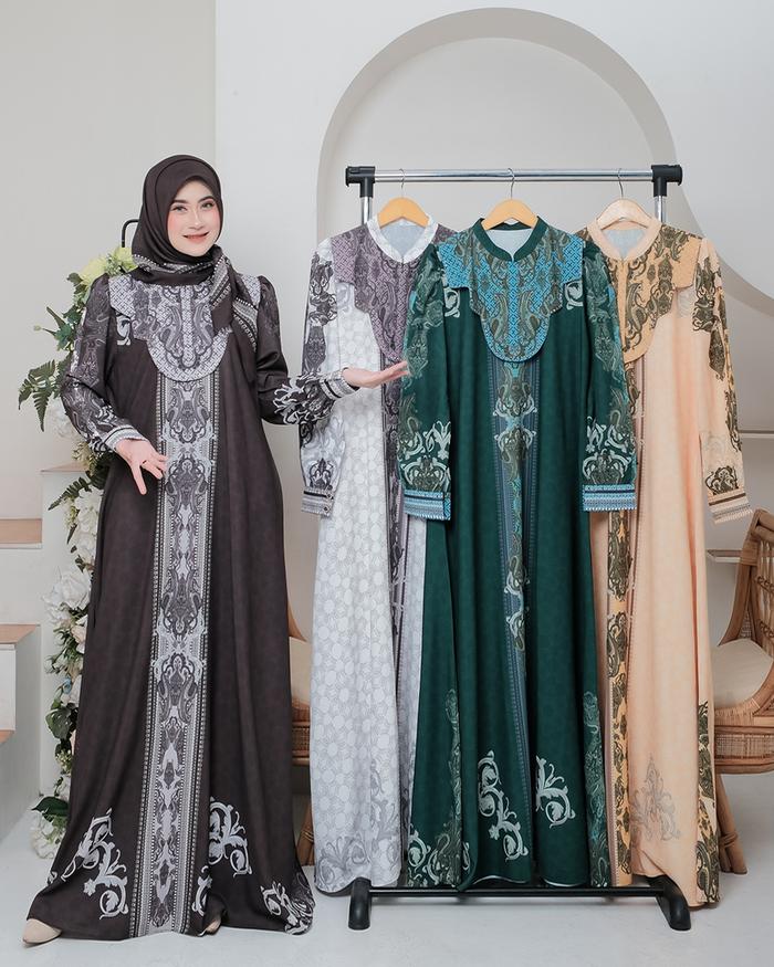 Humaira Dress Premium Muslimah | Gamis Motif Elegan, Anggun dan Mewah