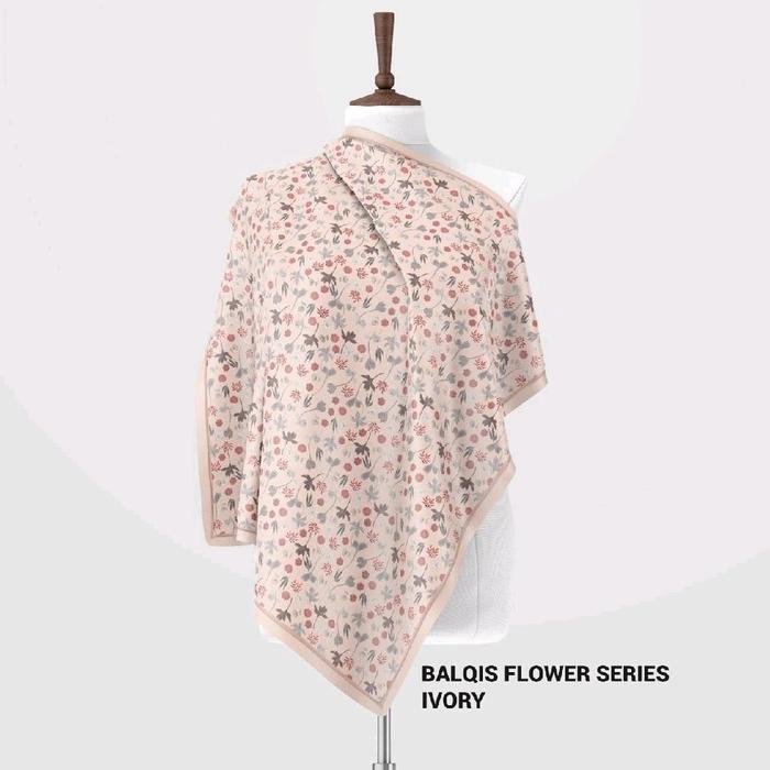 hijab segi empat voal sublime motif Balqis flower series