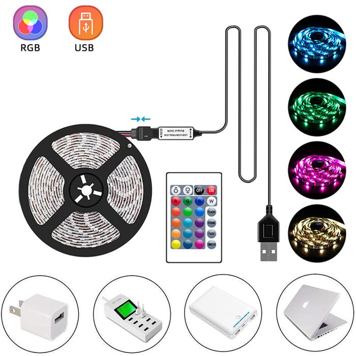 Lampu Strip Led untuk TV Lampu Strip USB 5V Smart Controller Rgb 24K