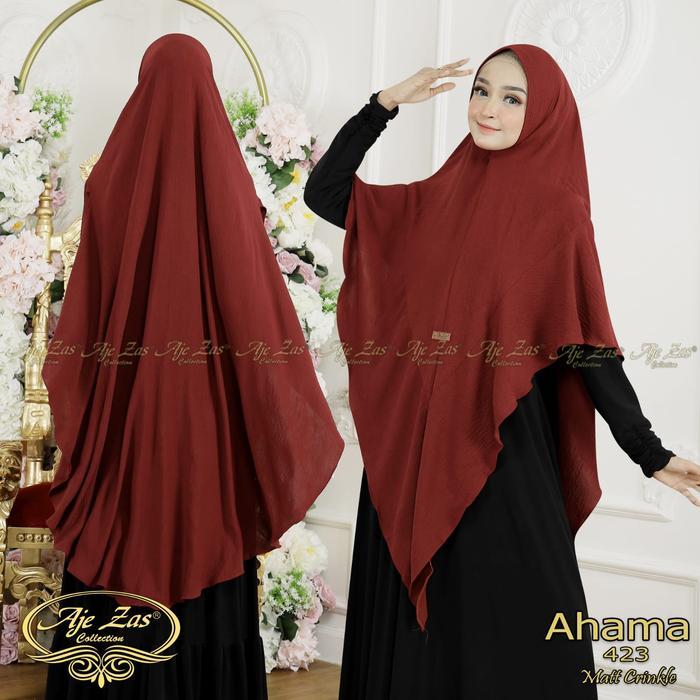 PROMO!! AJE ZAS - AHAMA Khimar Hijab Kerudung Syar'i Pet Antem Matt Crinkle Airflow Premium Material