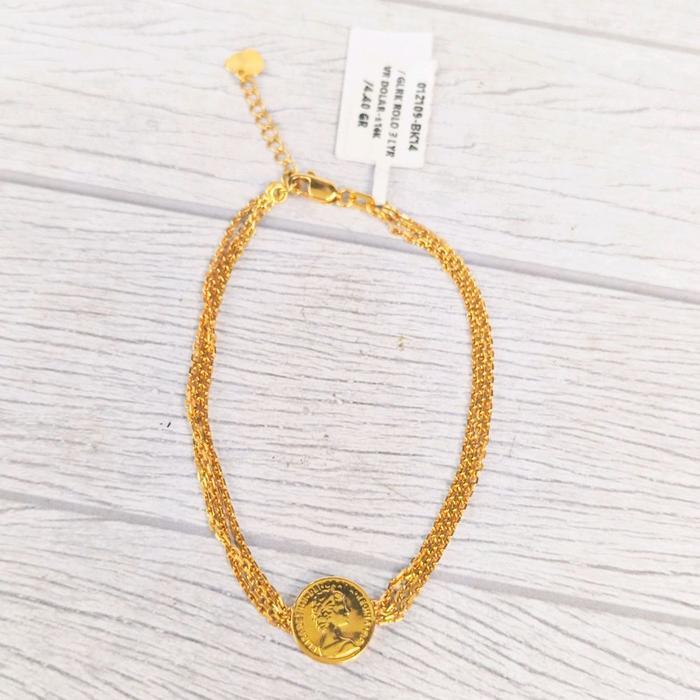 GELANG RANTAI LAYER KOIN DOLLAR 16K 18.5CM