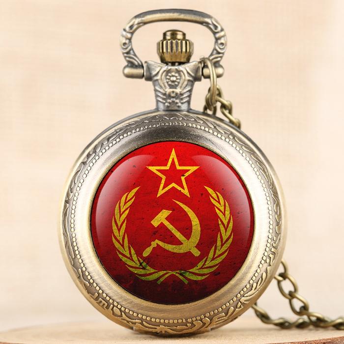 IMPORT Party Emblem USSR Soviet Badges Hammer Sickle Quartz Pocket Watch Russian Army CCCP Communism