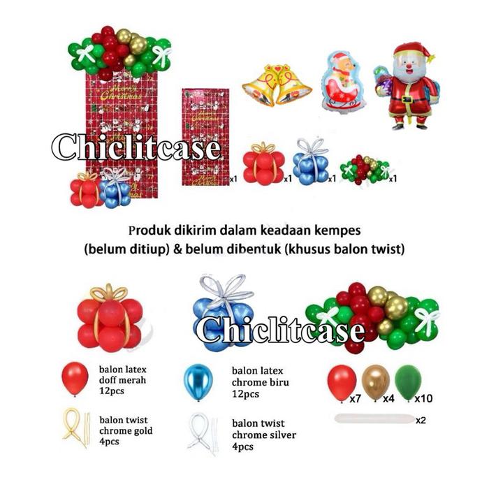 Paket balon natal christmas/dekorasi natal/set balon dekorasi natal