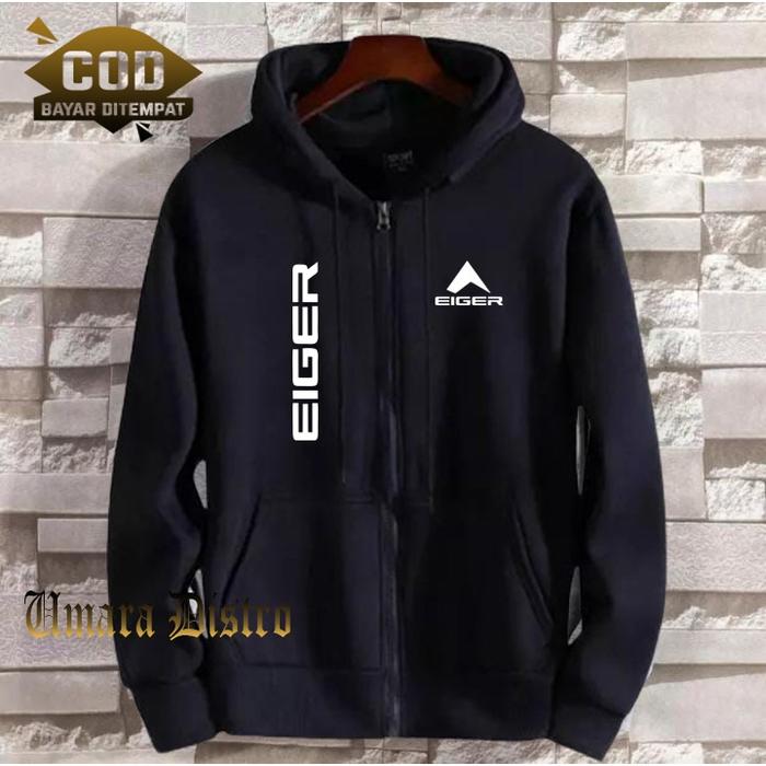 Umara86 Jaket Distro Resleting Kupluk 1205 Kiri Kanan Text Putih Jaket Cewek Cowok Premium Jaket Mus