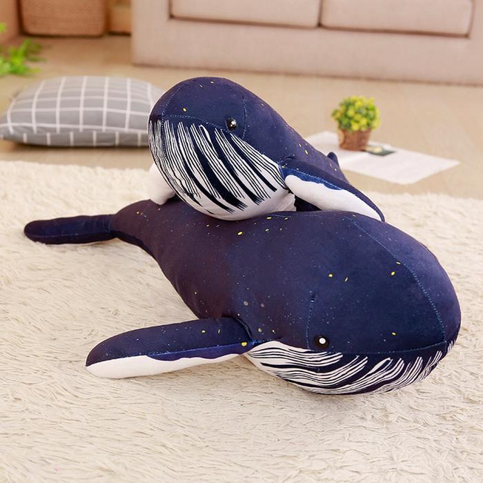 60-125CM Big Soft Blue Whale Plush Toy Stuffed Cute Sea Animal Doll