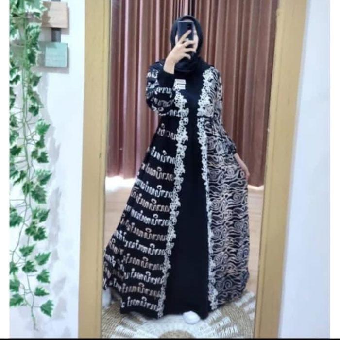 Gamis twill candi mekar motif aksara