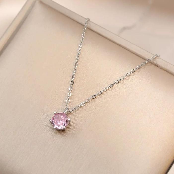 Kalung Jay Batu Akik Perak 925, Model Rantai Klavikula Liontin Mewah