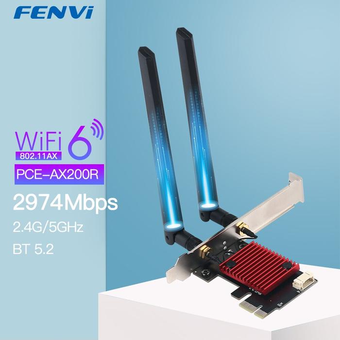 Adaptor nirkabel 3000Mbps, WiFi 6 Intel AX200 PCIE jaringan Bluetooth