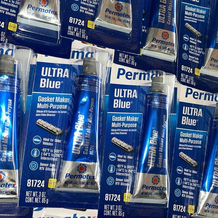 Permatex Ultra Blue 81724 Multipurpose RTV Silicone Gasket Maker untuk Kendaraan Lama 85g