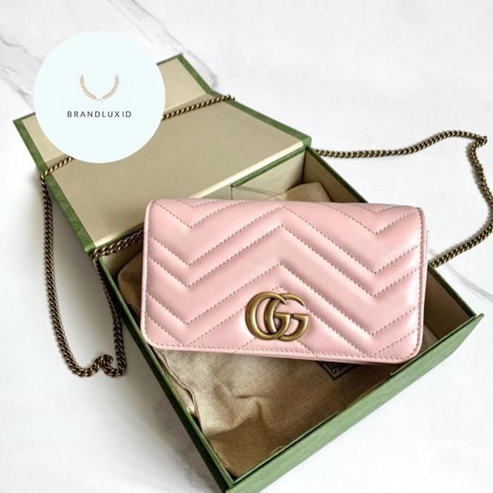 GUCCI WOC / WALLET ON CHAIN MARMONT MINI FLAP PINK