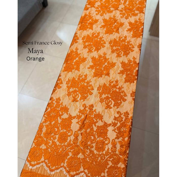 Kain Brokat Semi prancis Glossy  1,5 Meter ~ AmiraTextile