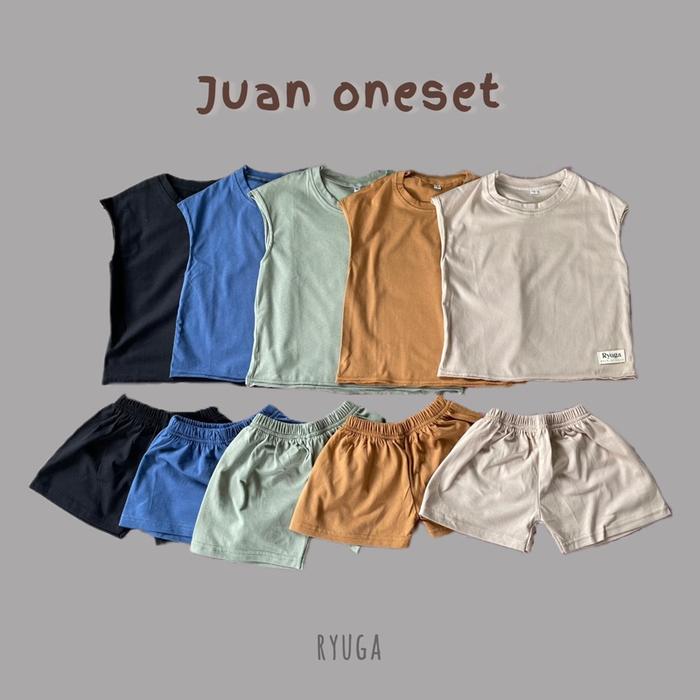 ryuga - Juan One Set Setelan kaos dan celana pendek Anak Laki-laki dan Perempuan Bahan Katun Combed 