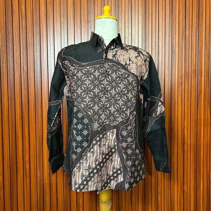 Kemeja batik pria bahan sutra dobby atbm serat nanas batik asli solo