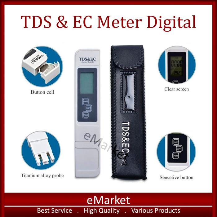 TDS & EC Meter Digital / Alat Ukur Hidroponik / PPM Nutrisi Kualitas Air