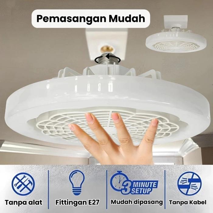 Lampu Led Kipas Angin Ac E27 30W/Lampu Led Plafon+Kipas Angin Dinding(Tanpa Remote)