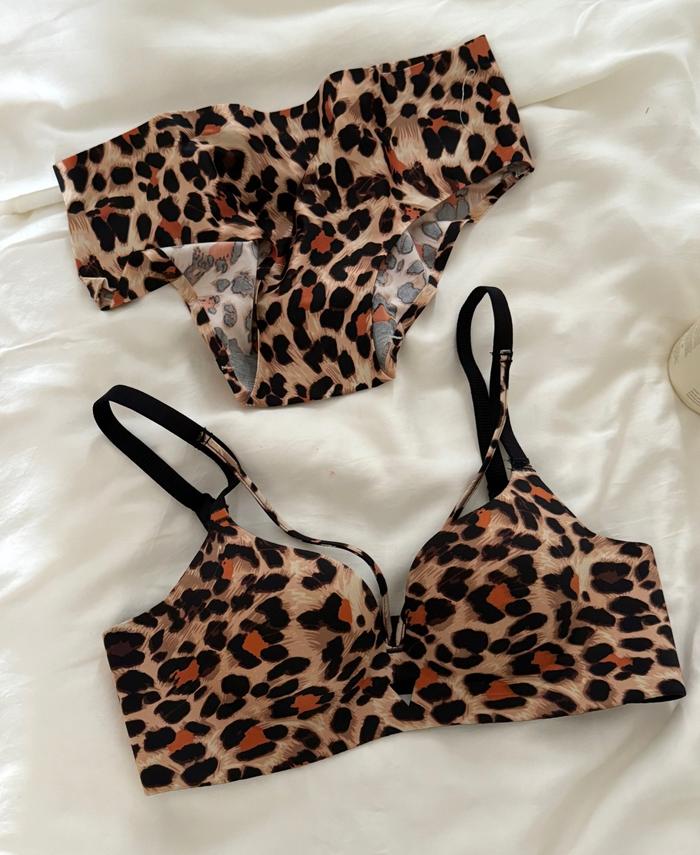 Leopard Print On The Thin Under The Thick Lingerie Without Steel Ring Underwear Set On The Support G