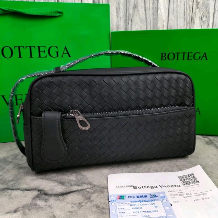 POUCH CLUTCH BAG JINJING BRANDED PRIA B'0 0998 BLACK LEATHER SULAM MIROR