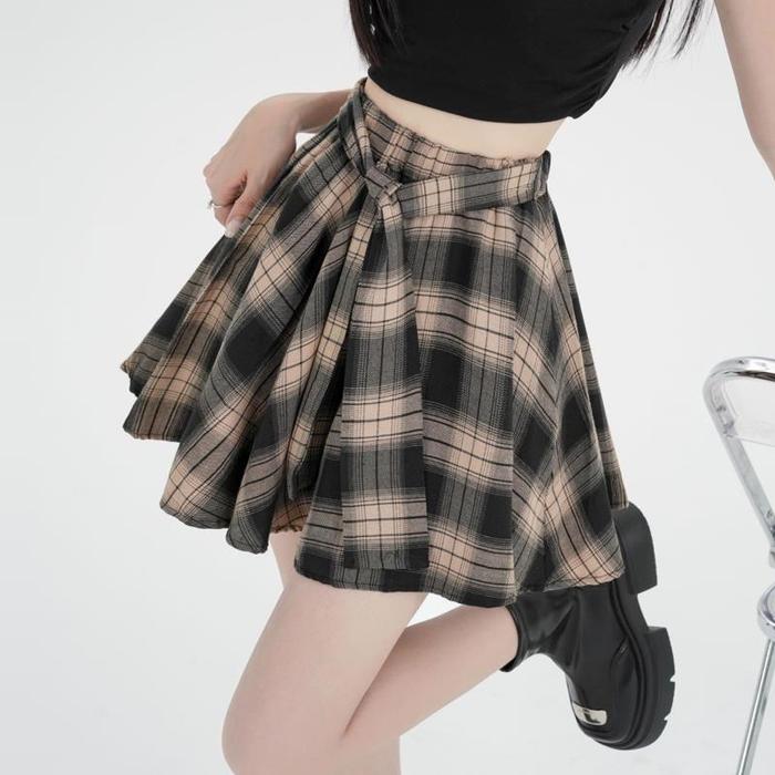 Rok mini Pendek Wanita High Waist Kotak-Kotak Sexy Korea Style S-3XL – Fashion Trend Terbaru!