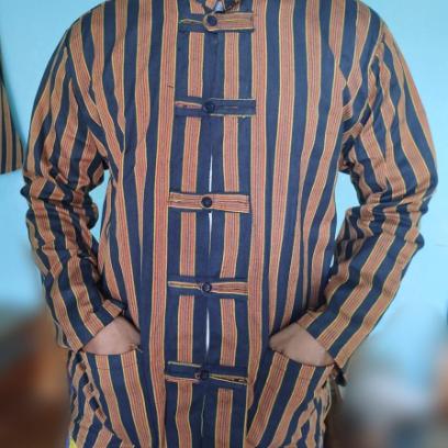 Baju Surjan Koko Lurik Sanghai Cina Pria Dewasa Lengan Panjang Terbaru Motif Salur