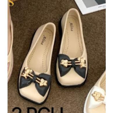 Promo Sepatu Jelly Wanita Wedges Slip On Hak Sedang Motif Pita 1370-2 shoes COD
