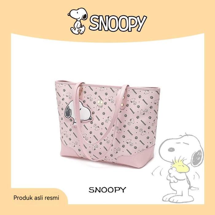 Zhen Store - Tas Wanita Original Snoopy - Tas Tote Wanita Snoopy Original – Tas Shoulder Bag Pink Cu