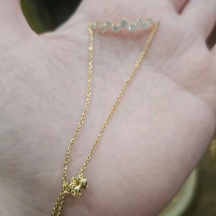 gelang serut ubs listring permata putih emas asli 700 70% 16K pesta