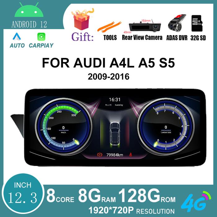 12.3Android 12 System Car Screen Player Audi_A4L A5 S5 20092016 Gps Navi Multimedia Stereo 464Gb Ram