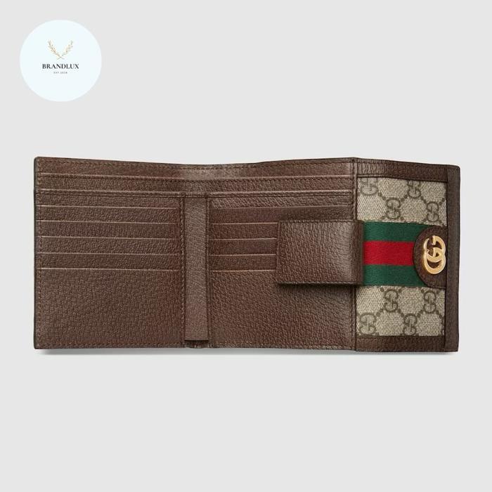 GUCCI OPHIDIA GG SMALL WALLET  BIFOLD FLAP EBONY