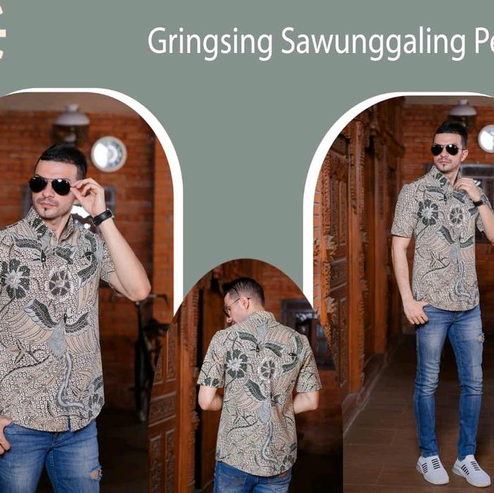 GRINGSING SAWUNGGALING Kemeja Batik Solo Pria Modern Kain Katun Halus Lengan Pendek Premium Adem BSS