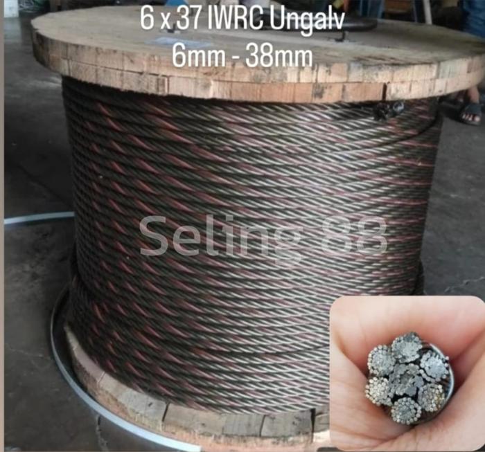 Seling baja hitam 6MM / Kawat Seling Baja 6MM 6 x 37 IWRC Ungalvanis