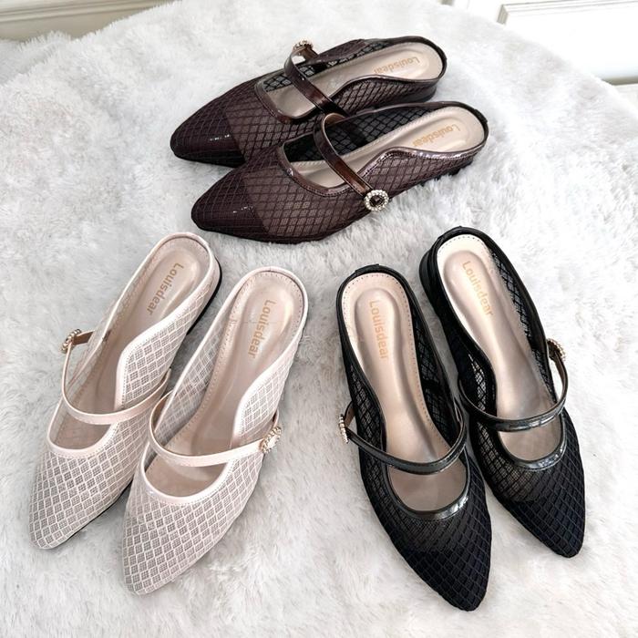 Louisdear Sendal Sandal Wanita 002 Bahan Lace Brokat