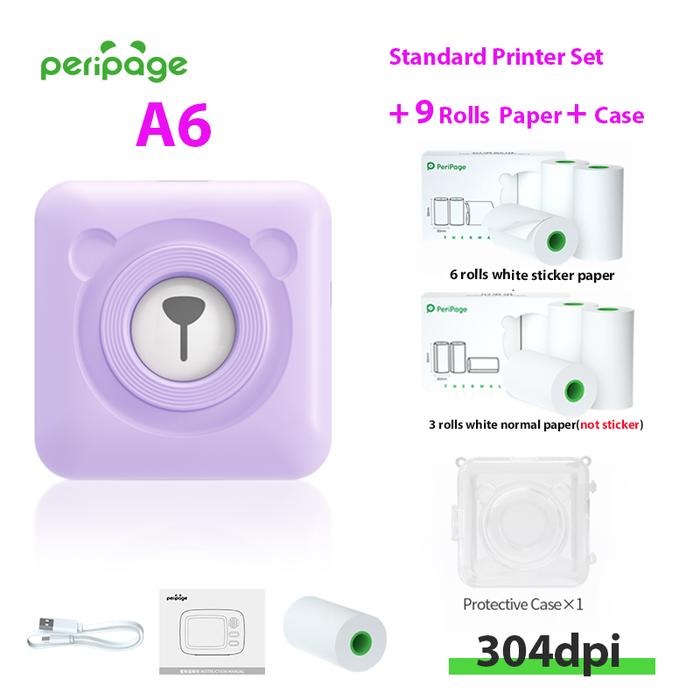 New Arrival 304dpi Mini Pocket Printer Peripage A6 Thermal Photo