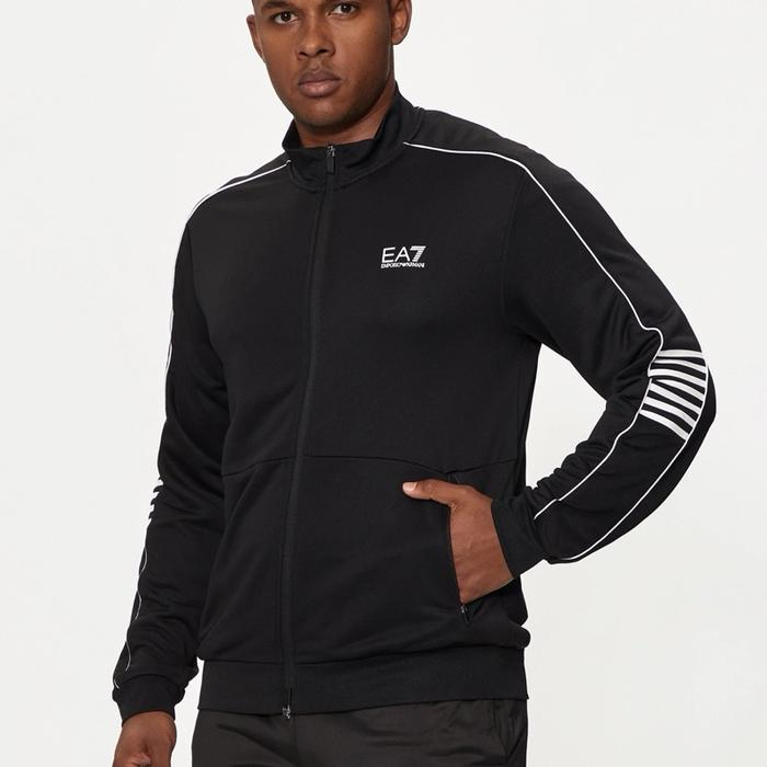 JAKET PRIA /// TRACKTOP EA7 CORE IDENTITY KNIT BLACK ORIGINAL AUTHENTIC