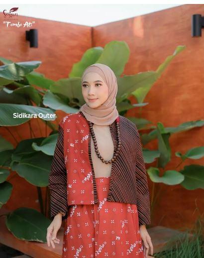 Sidikara Outer Batik Wanita Eksklusif Merah Bata by SOGAN BATIK